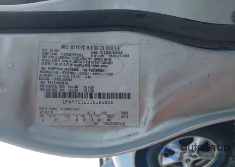 2003 Ford Taurus Se from USA, damaged, VIN 1FAFP53U13G185808